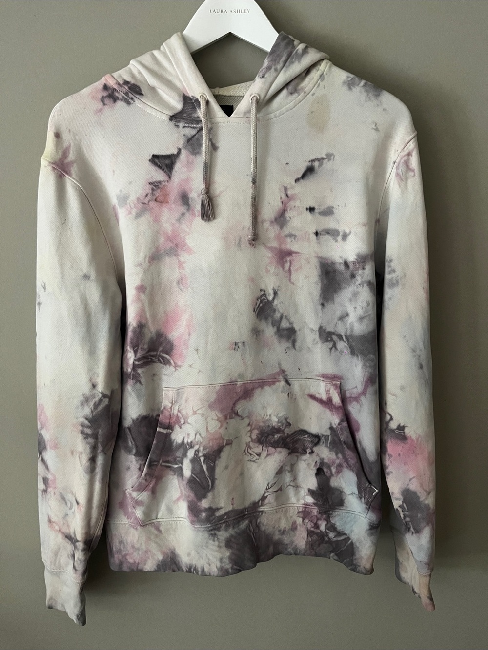 J. Crew Pink & Gray Tie-Dye Hooded Sweater